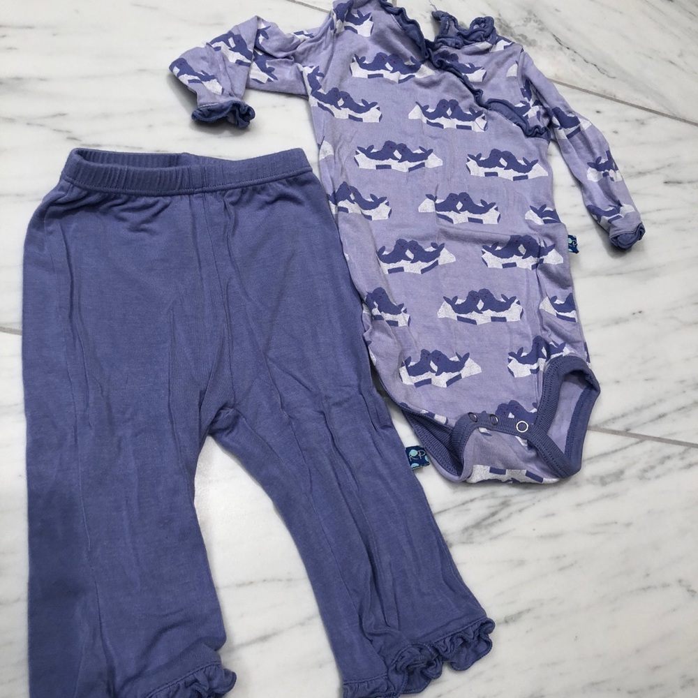 Kickee onesie and ruffled pants
